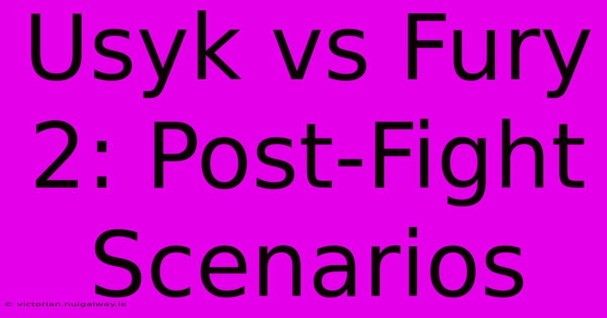 Usyk Vs Fury 2: Post-Fight Scenarios