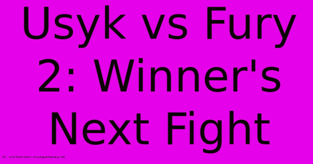 Usyk Vs Fury 2: Winner's Next Fight