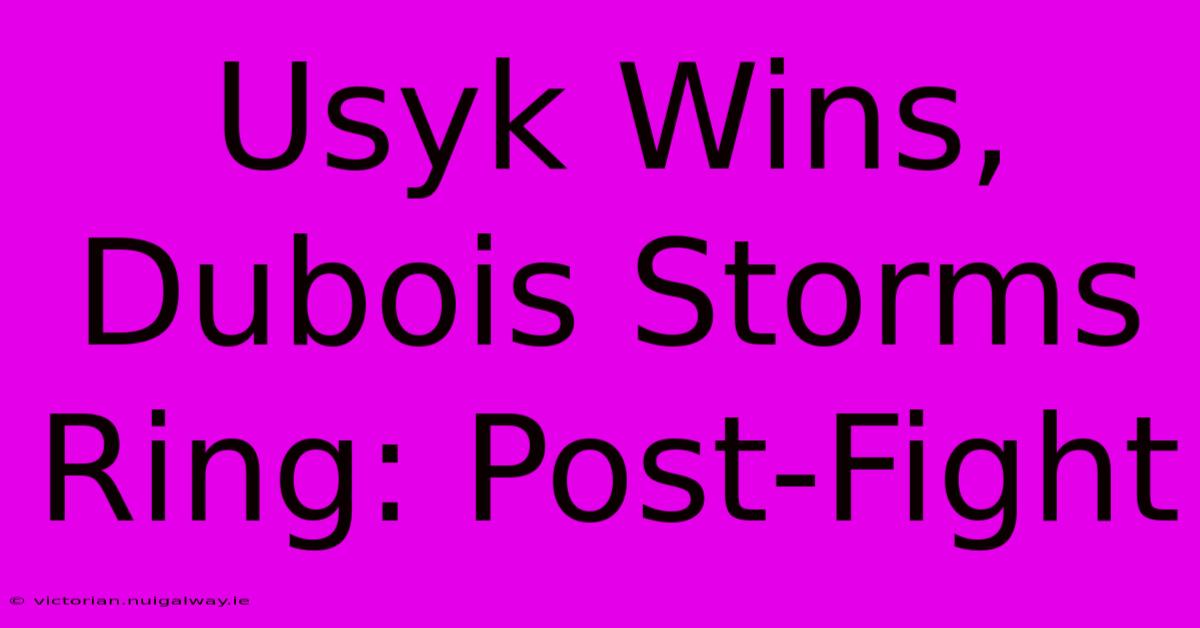 Usyk Wins, Dubois Storms Ring: Post-Fight