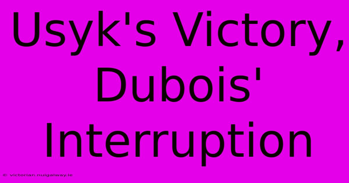 Usyk's Victory, Dubois' Interruption