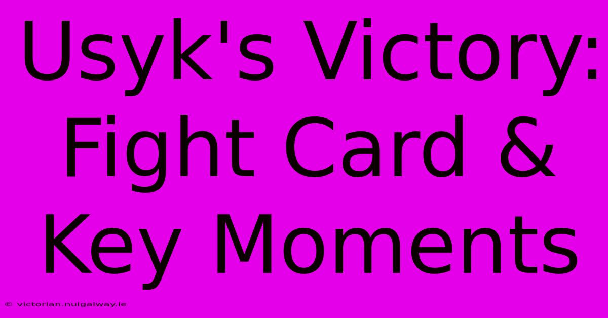 Usyk's Victory: Fight Card & Key Moments