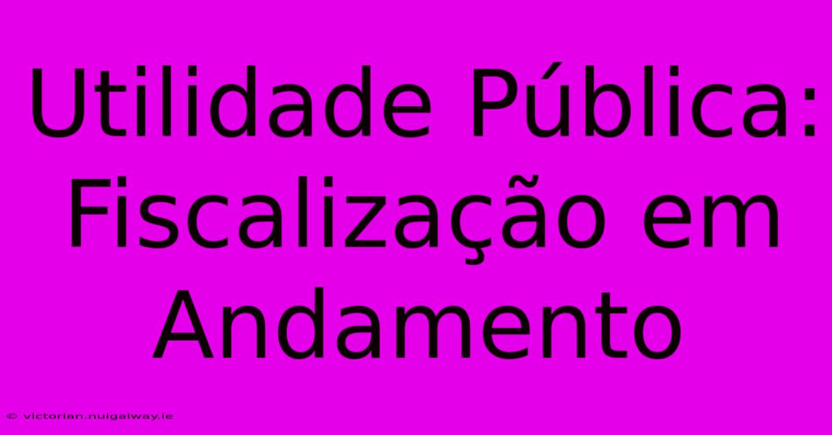 Utilidade Pública: Fiscalização Em Andamento