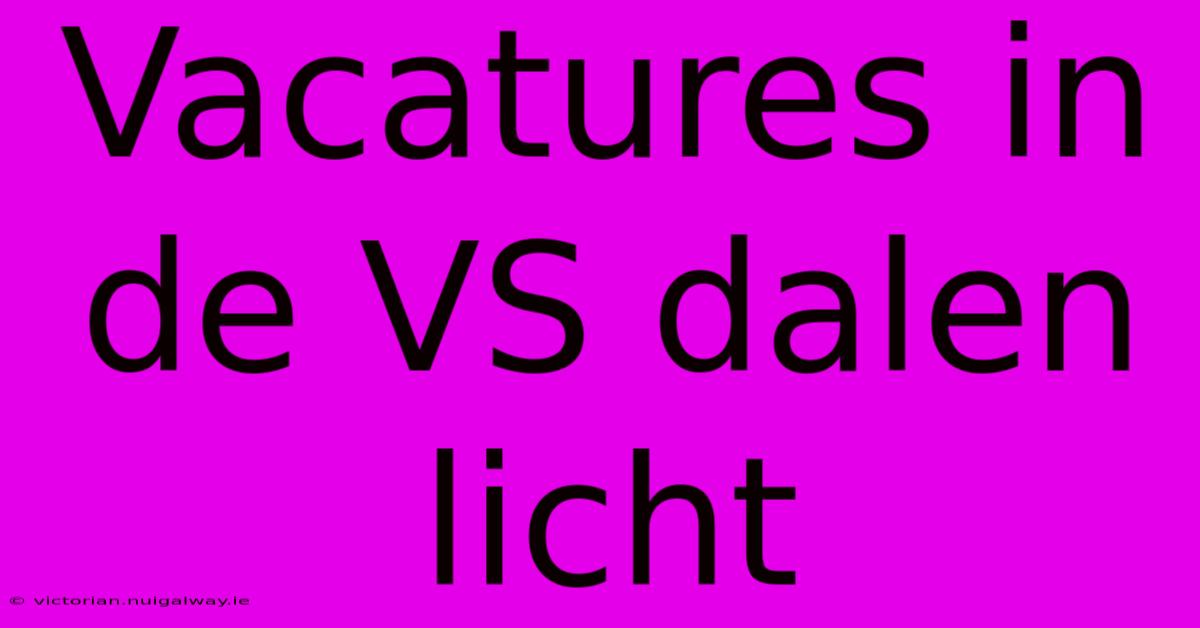 Vacatures In De VS Dalen Licht