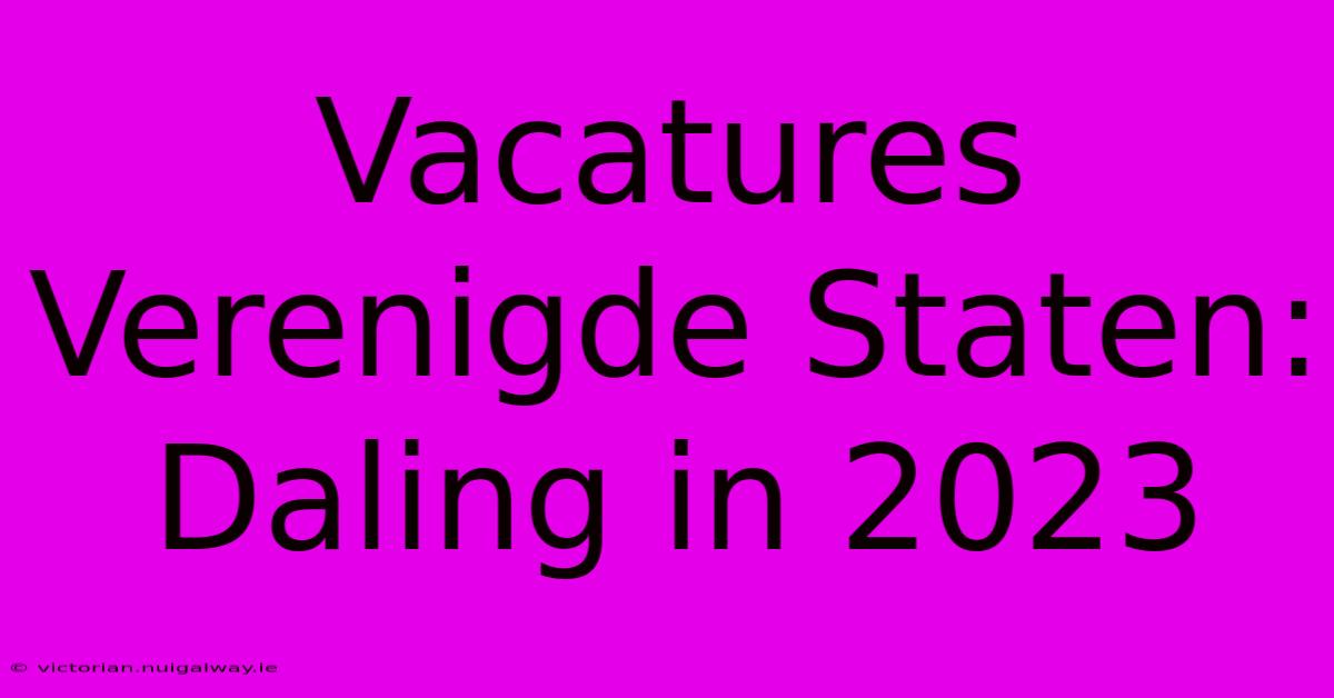 Vacatures Verenigde Staten: Daling In 2023