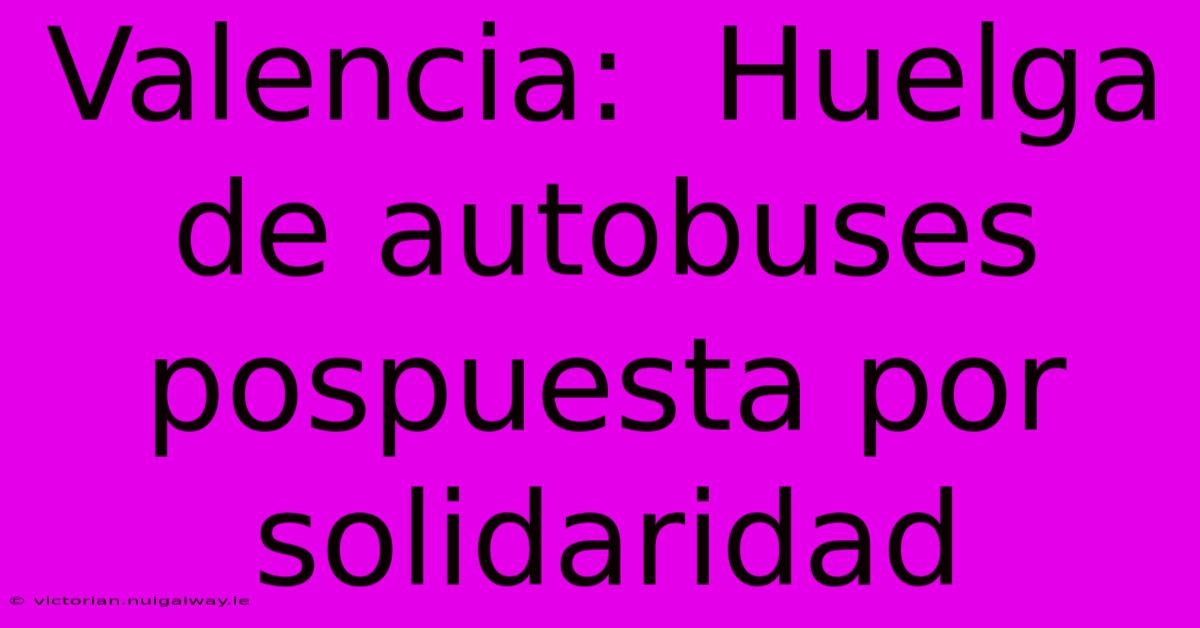 Valencia:  Huelga De Autobuses Pospuesta Por Solidaridad