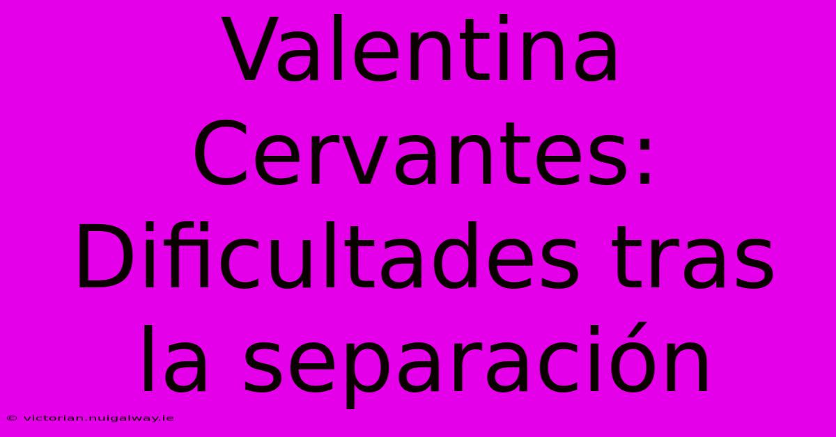 Valentina Cervantes: Dificultades Tras La Separación