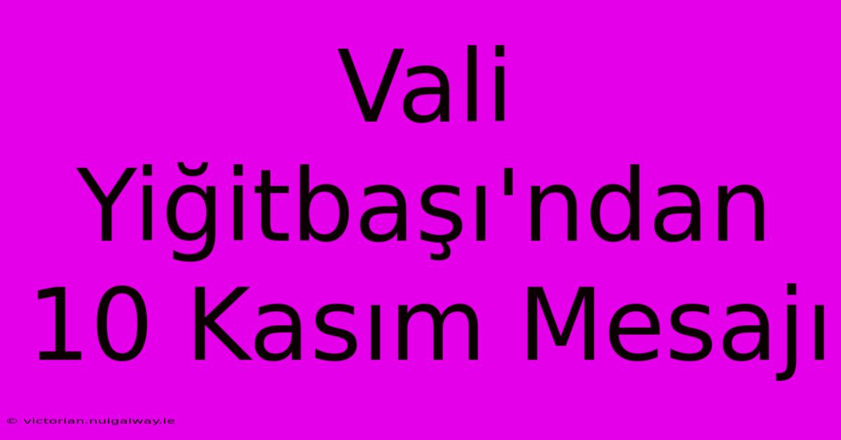 Vali Yiğitbaşı'ndan 10 Kasım Mesajı