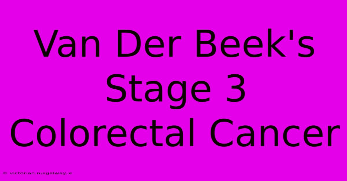 Van Der Beek's Stage 3 Colorectal Cancer 