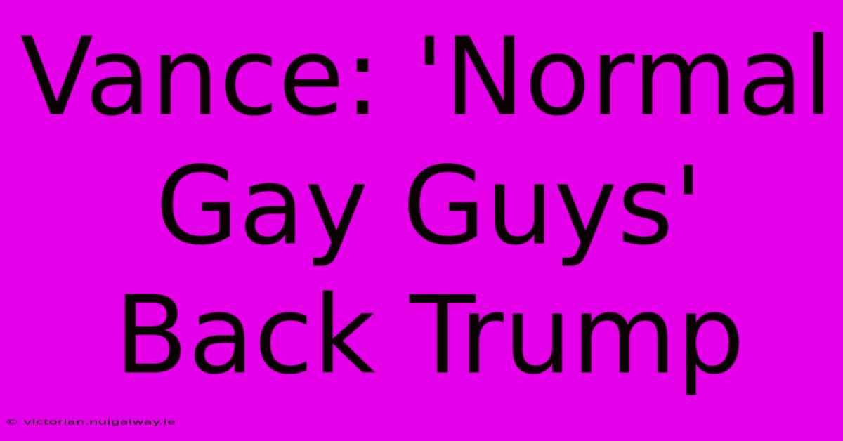 Vance: 'Normal Gay Guys' Back Trump