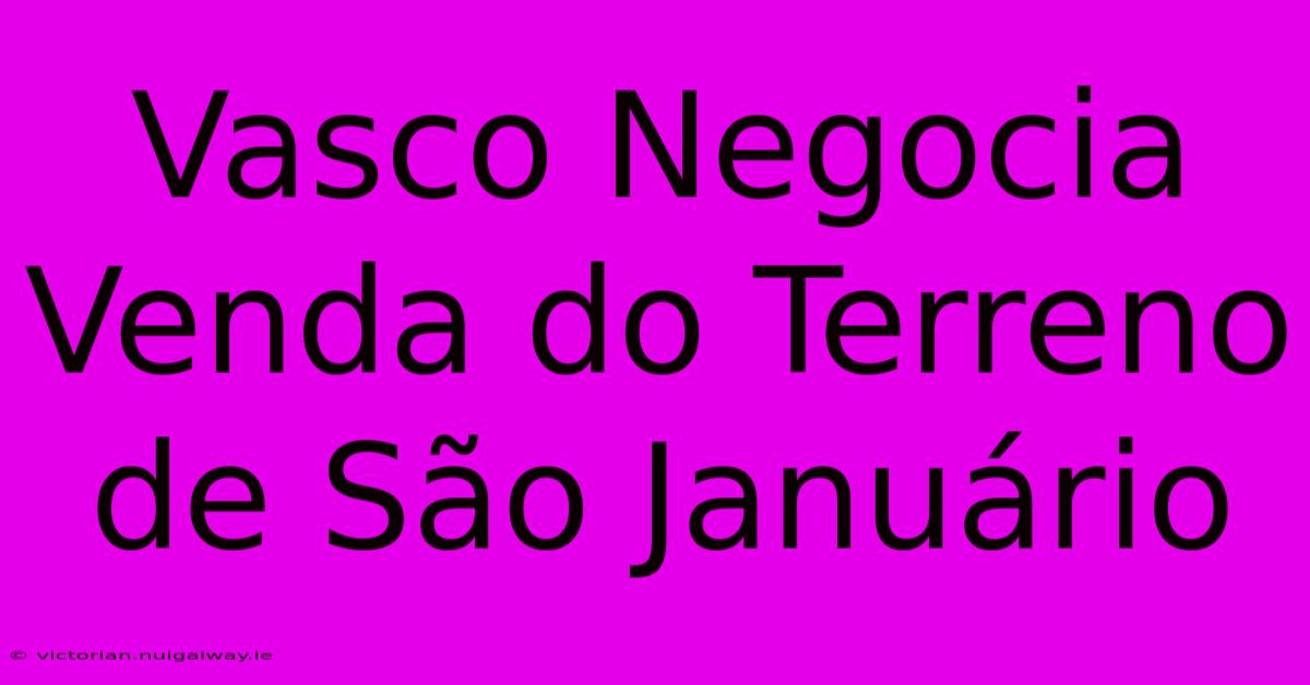 Vasco Negocia Venda Do Terreno De São Januário