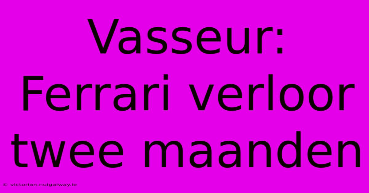 Vasseur: Ferrari Verloor Twee Maanden