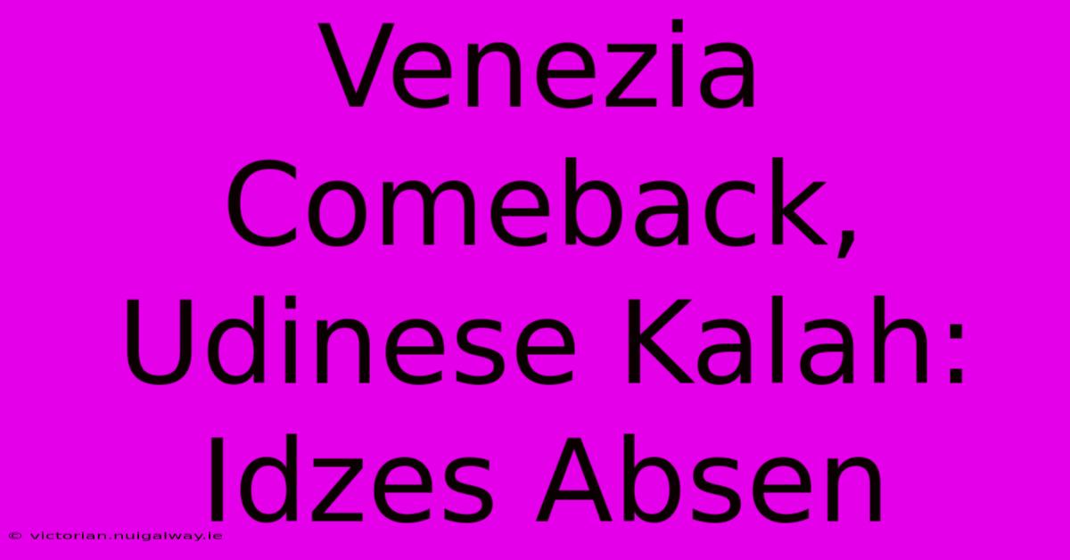 Venezia Comeback, Udinese Kalah: Idzes Absen 