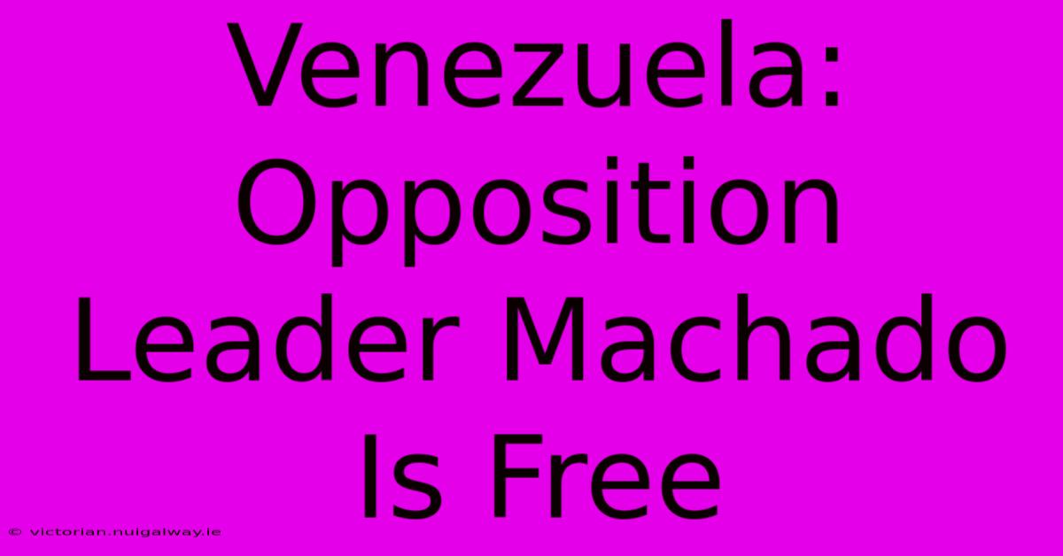 Venezuela: Opposition Leader Machado Is Free