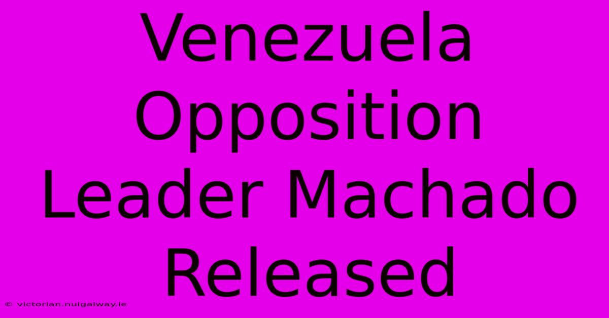 Venezuela Opposition Leader Machado Released