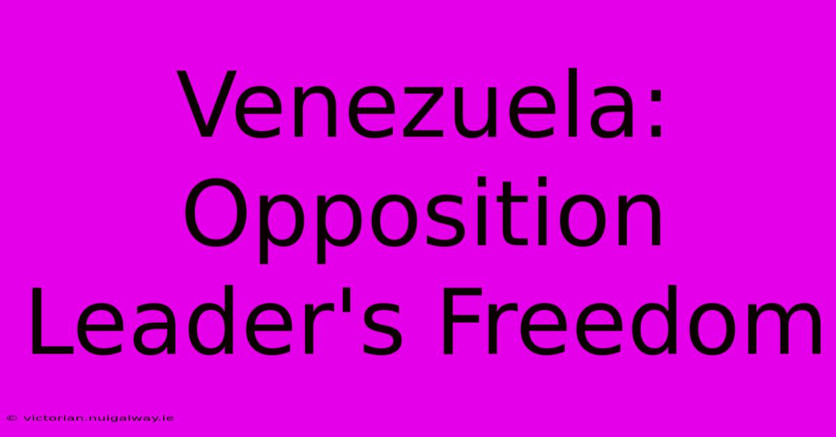 Venezuela: Opposition Leader's Freedom