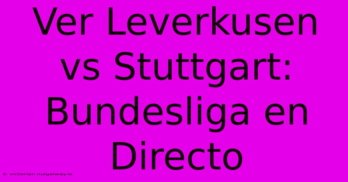 Ver Leverkusen Vs Stuttgart: Bundesliga En Directo