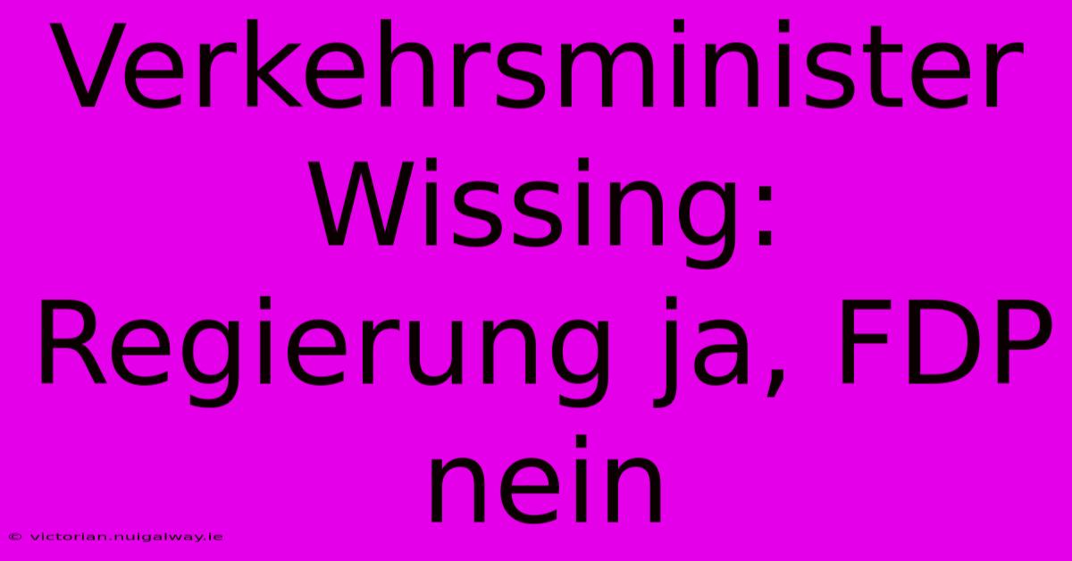 Verkehrsminister Wissing: Regierung Ja, FDP Nein