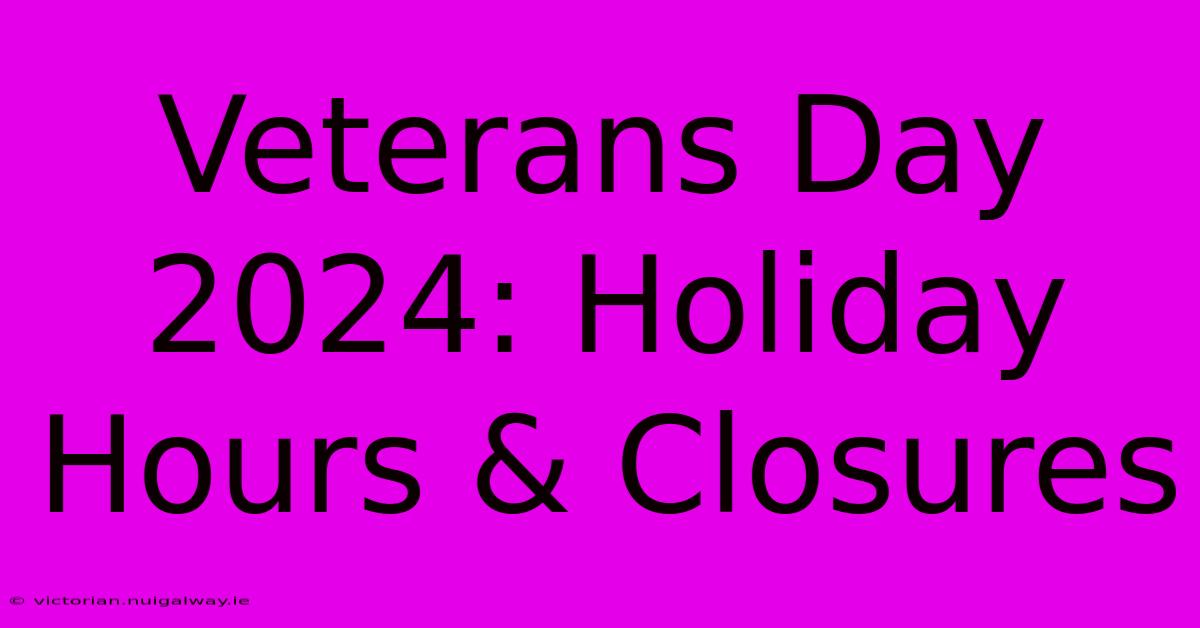 Veterans Day 2024: Holiday Hours & Closures