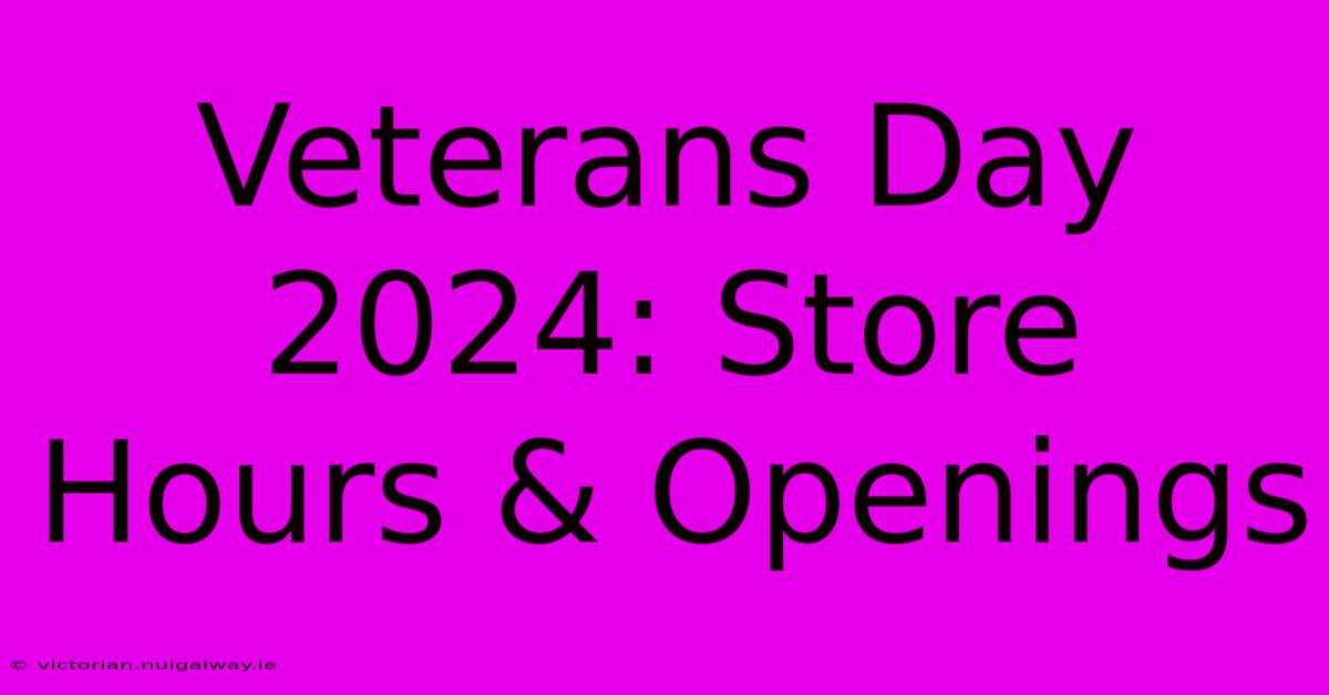 Veterans Day 2024: Store Hours & Openings