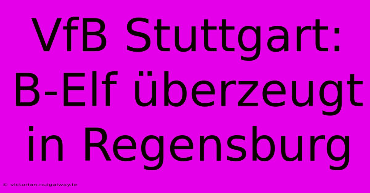 VfB Stuttgart: B-Elf Überzeugt In Regensburg