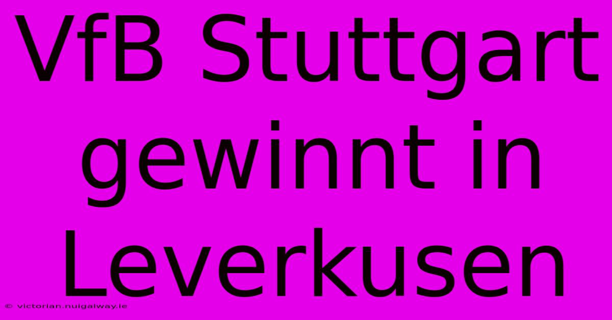 VfB Stuttgart Gewinnt In Leverkusen