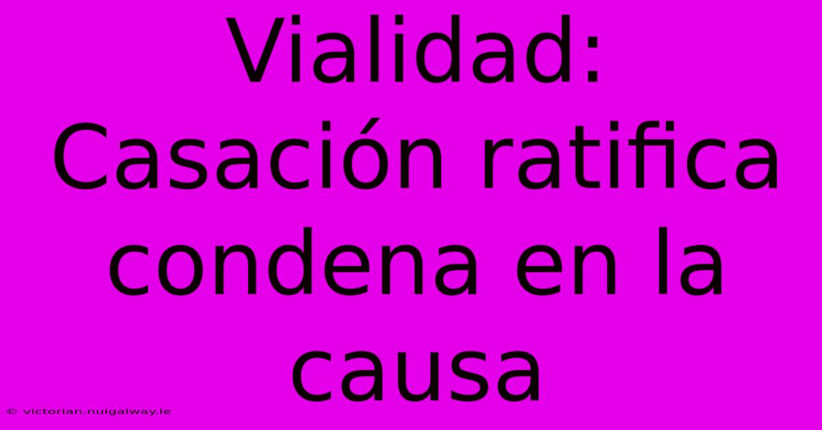 Vialidad: Casación Ratifica Condena En La Causa