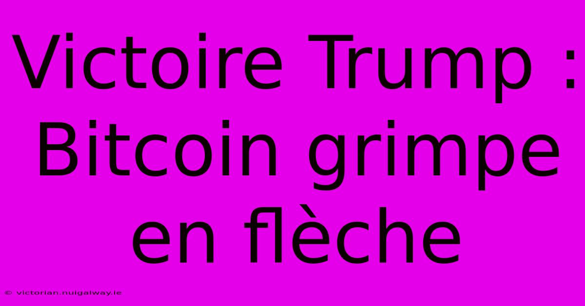 Victoire Trump : Bitcoin Grimpe En Flèche