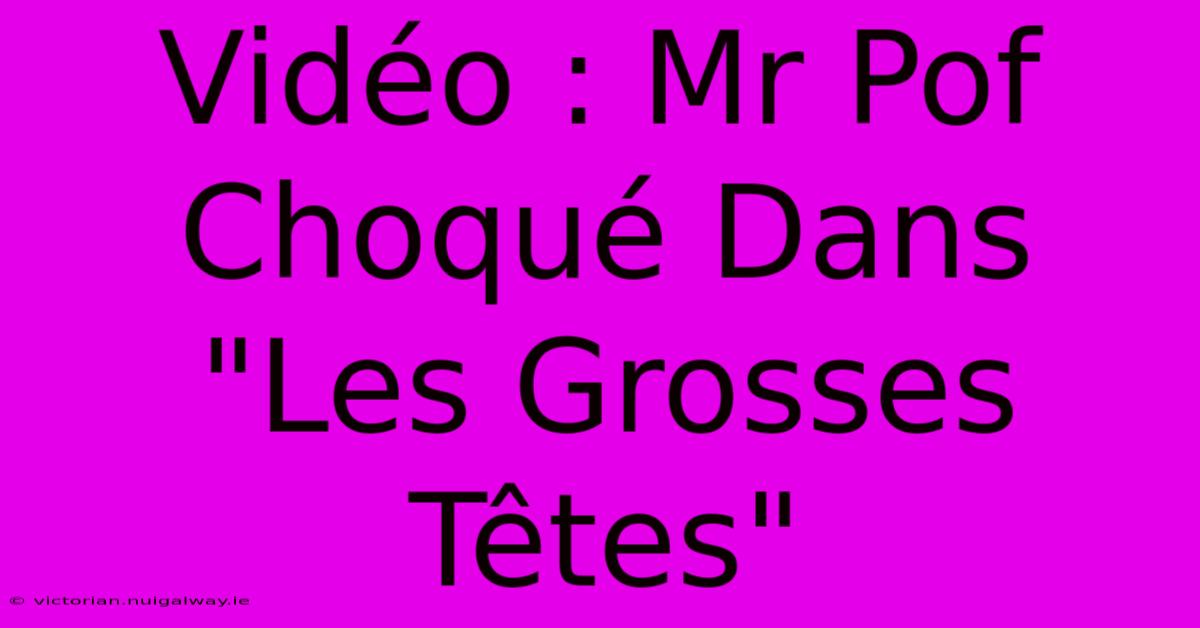 Vidéo : Mr Pof Choqué Dans 