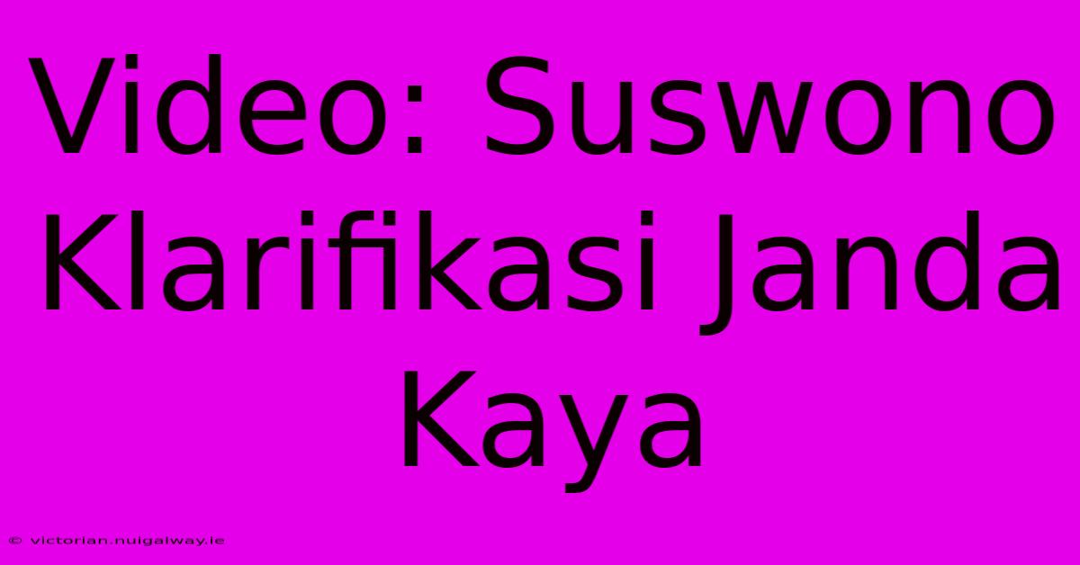 Video: Suswono Klarifikasi Janda Kaya 