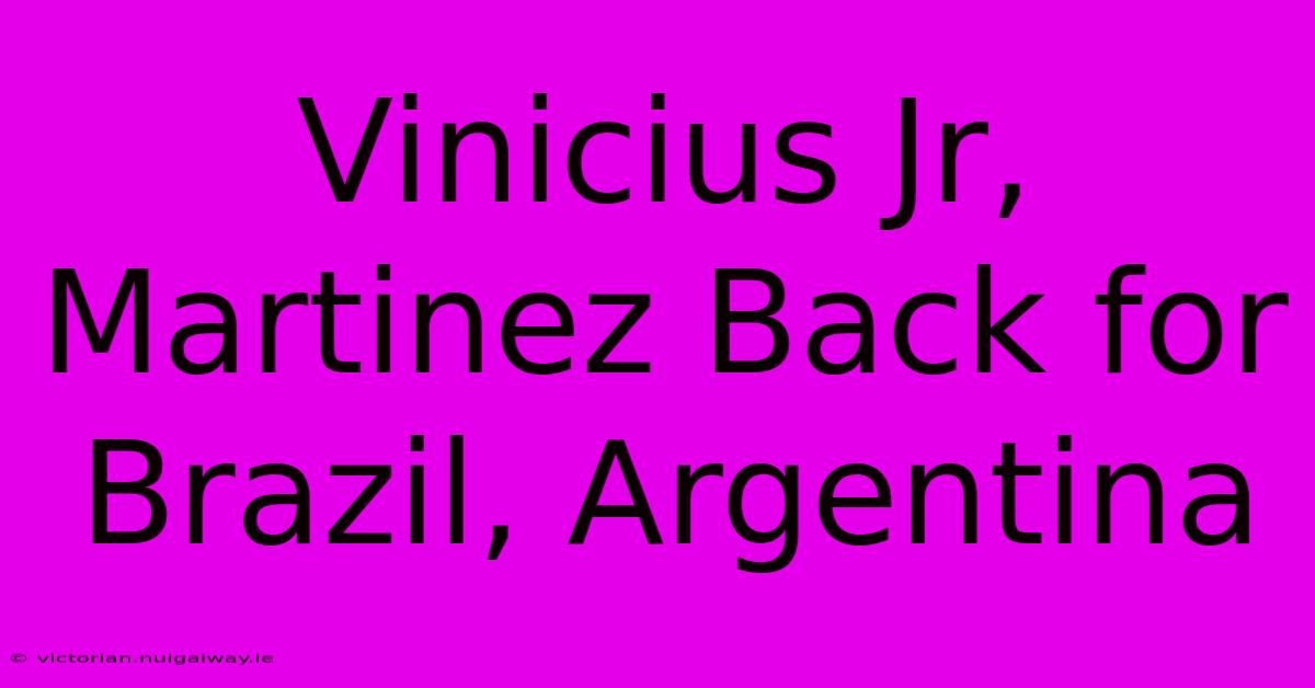 Vinicius Jr, Martinez Back For Brazil, Argentina