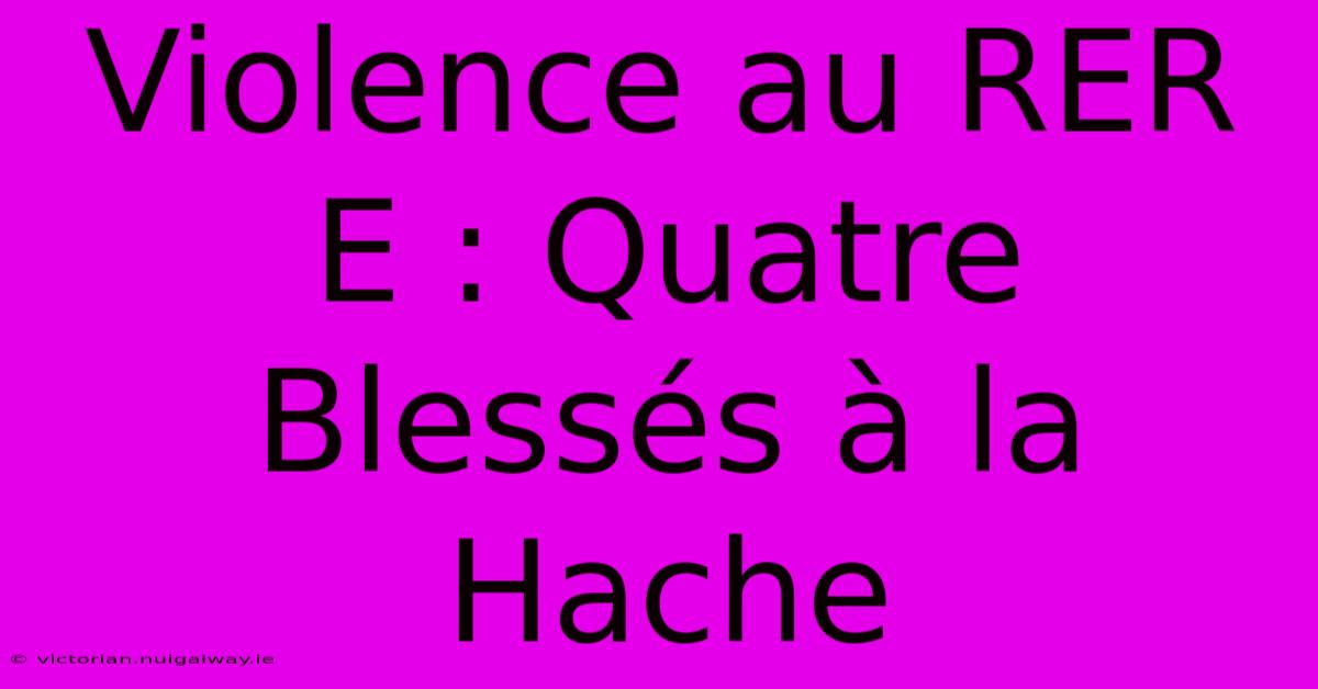 Violence Au RER E : Quatre Blessés À La Hache