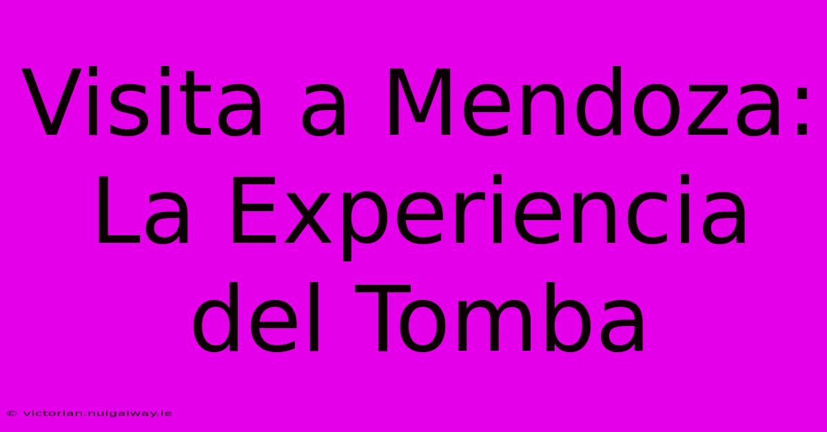 Visita A Mendoza: La Experiencia Del Tomba