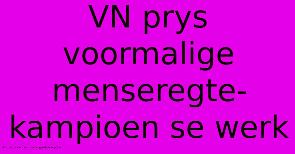 VN Prys Voormalige Menseregte-kampioen Se Werk