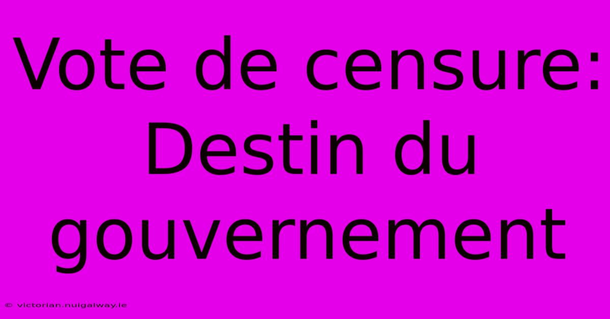 Vote De Censure: Destin Du Gouvernement