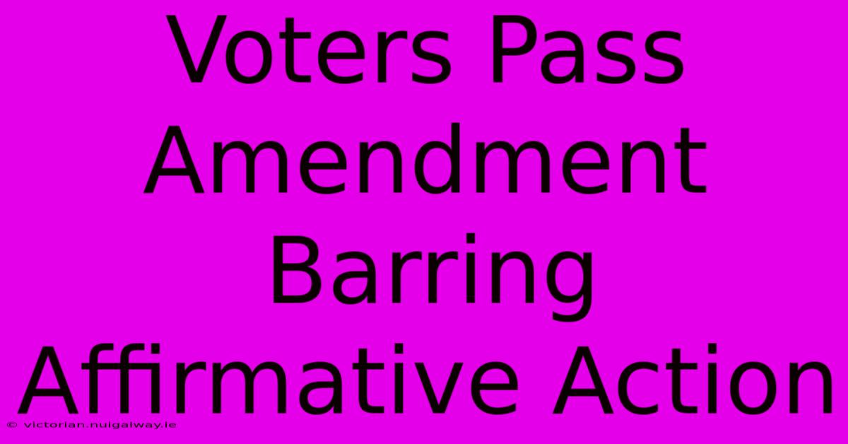 Voters Pass Amendment Barring Affirmative Action