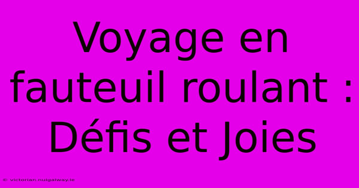 Voyage En Fauteuil Roulant : Défis Et Joies