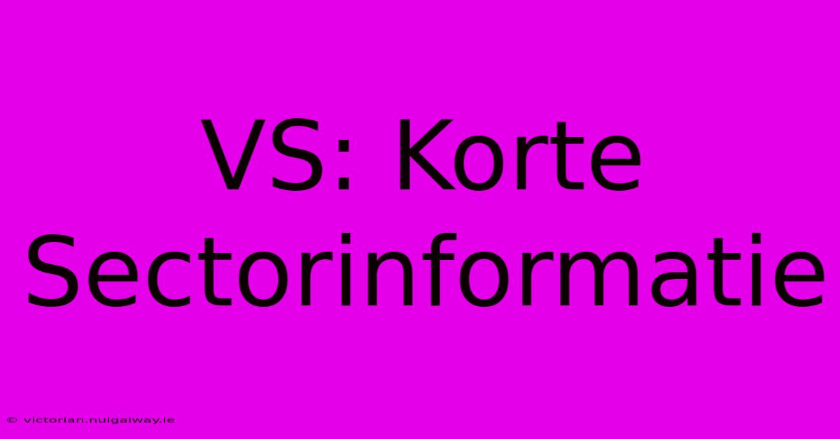 VS: Korte Sectorinformatie