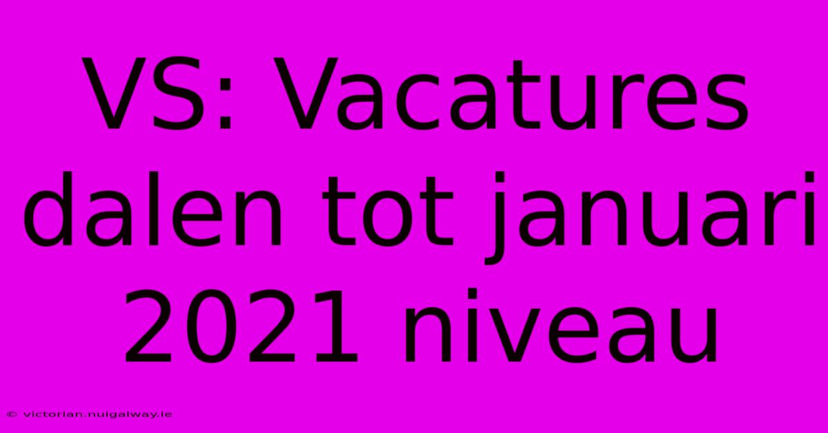 VS: Vacatures Dalen Tot Januari 2021 Niveau