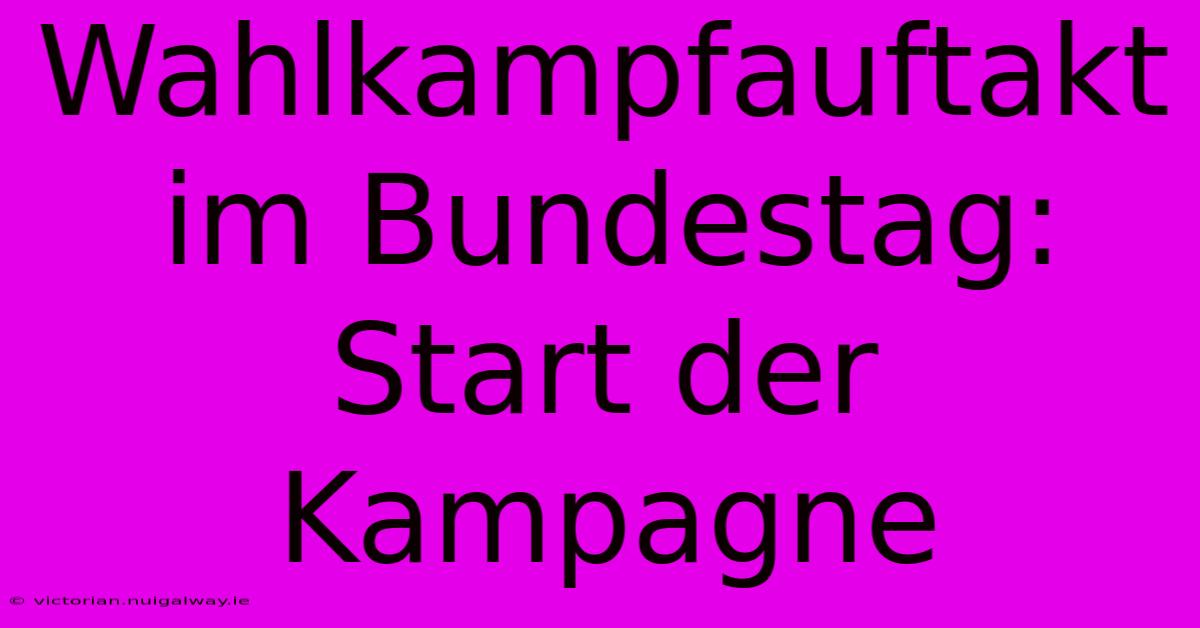 Wahlkampfauftakt Im Bundestag: Start Der Kampagne