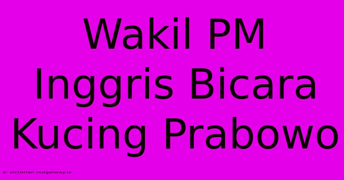 Wakil PM Inggris Bicara Kucing Prabowo