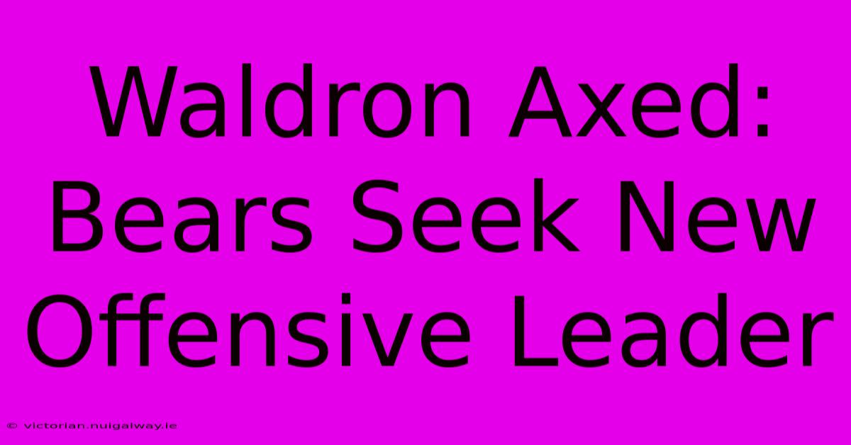 Waldron Axed: Bears Seek New Offensive Leader 