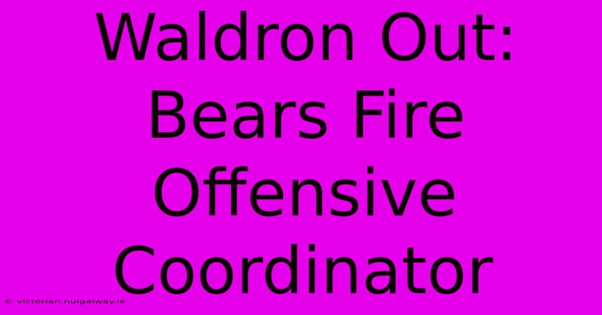 Waldron Out: Bears Fire Offensive Coordinator