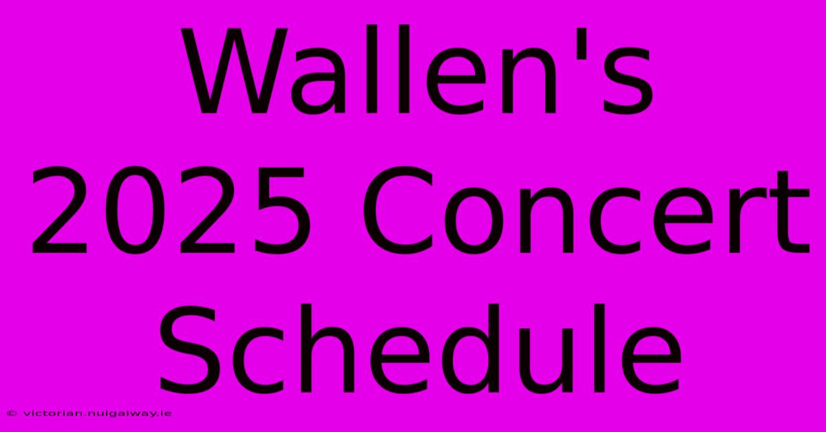 Wallen's 2025 Concert Schedule