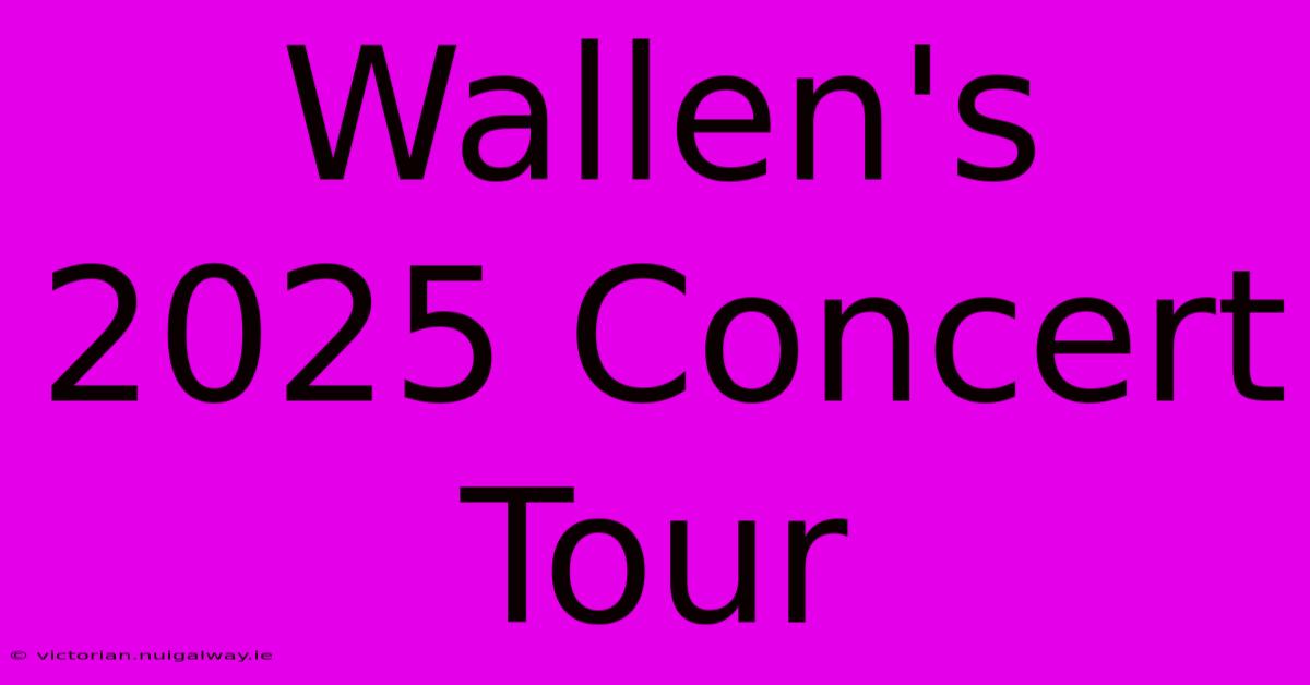 Wallen's 2025 Concert Tour