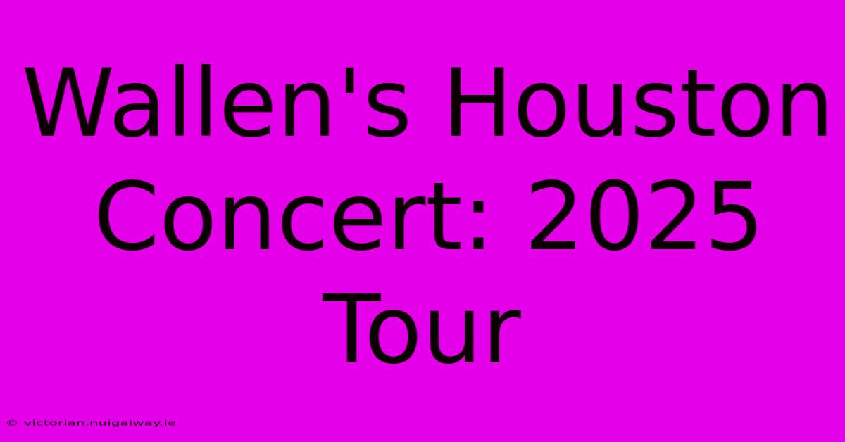 Wallen's Houston Concert: 2025 Tour