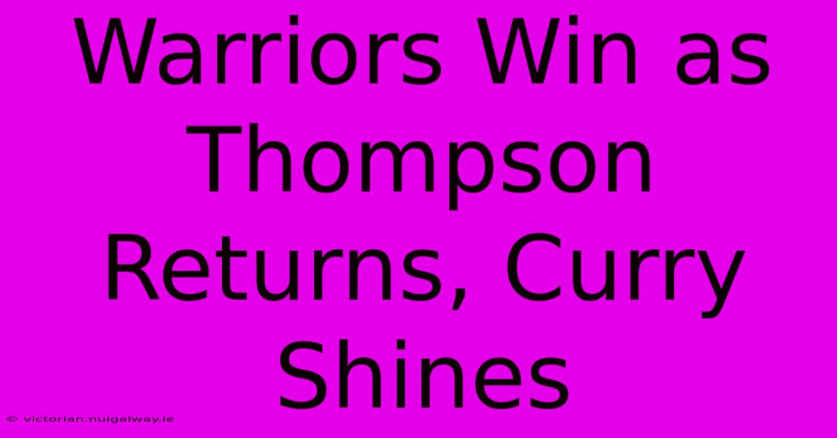 Warriors Win As Thompson Returns, Curry Shines 