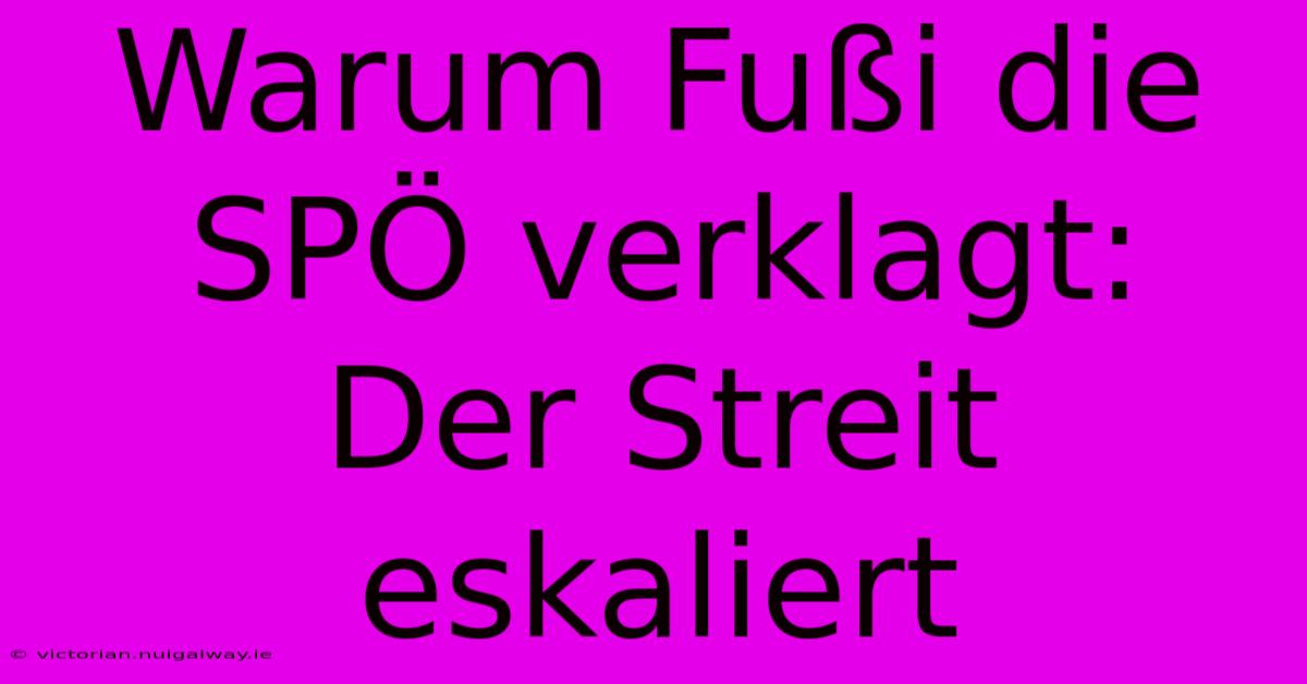 Warum Fußi Die SPÖ Verklagt: Der Streit Eskaliert