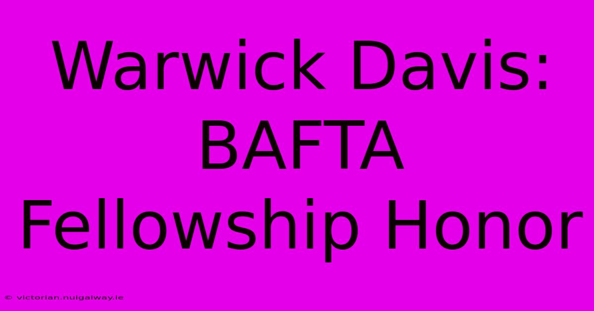 Warwick Davis: BAFTA Fellowship Honor