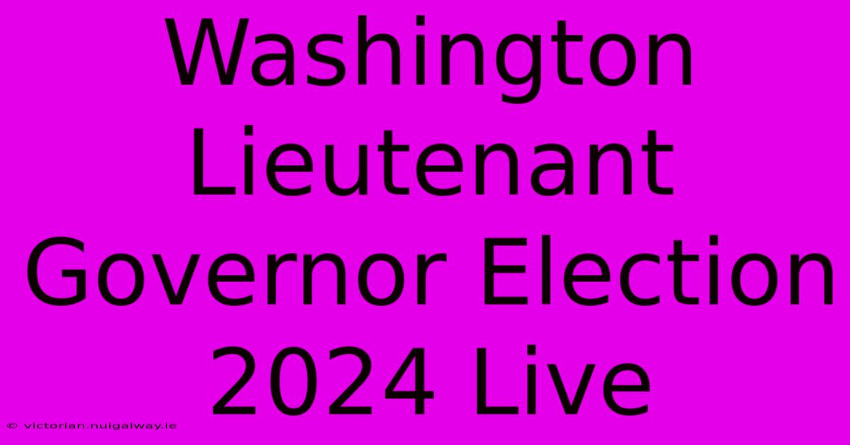 Washington Lieutenant Governor Election 2024 Live 