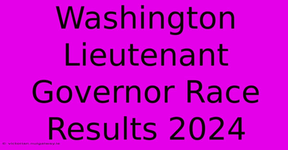 Washington Lieutenant Governor Race Results 2024